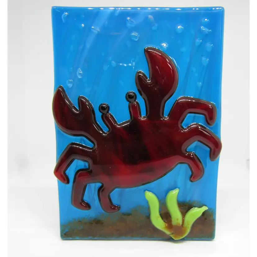Handmade Fused Glass Crab Votive Candle Holder