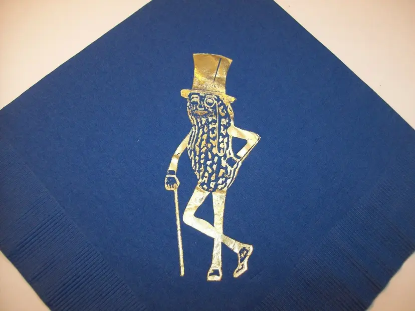 Mr Peanut Vintage Paper Cocktail Dinner Napkin Original Gold Blue Planters Nuts