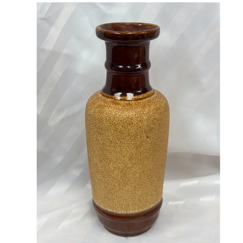 Royal Haeger USA Ceramic Pottery Vase 12" Brown Bennington Lava Textured 1970's