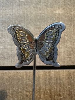 Vintage Reed And Barton Damascene Butterfly  Stick Hat Pin