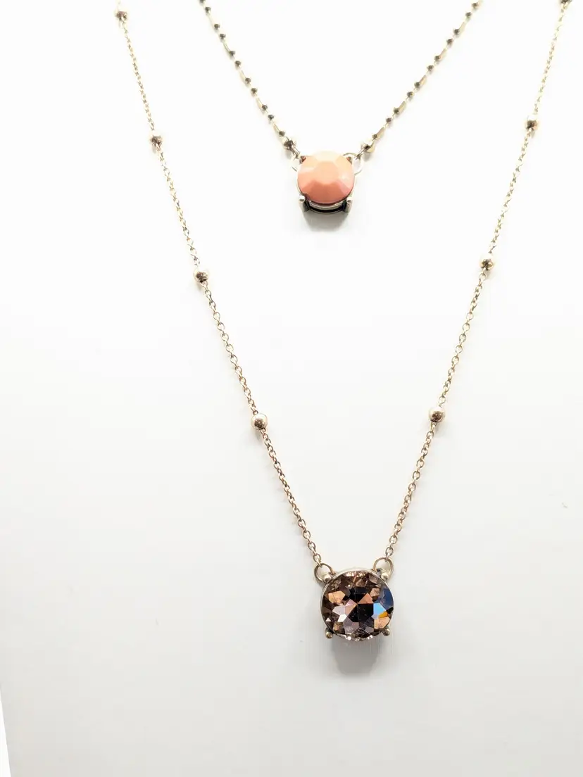 J. Bloom Layered Gold Tone Citrine and Peach Color Glass Pendants