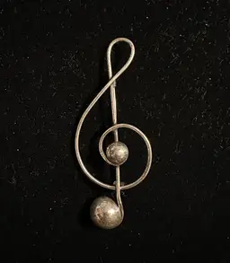 Lang Sterling Silver Treble Clef Figural Pin Music