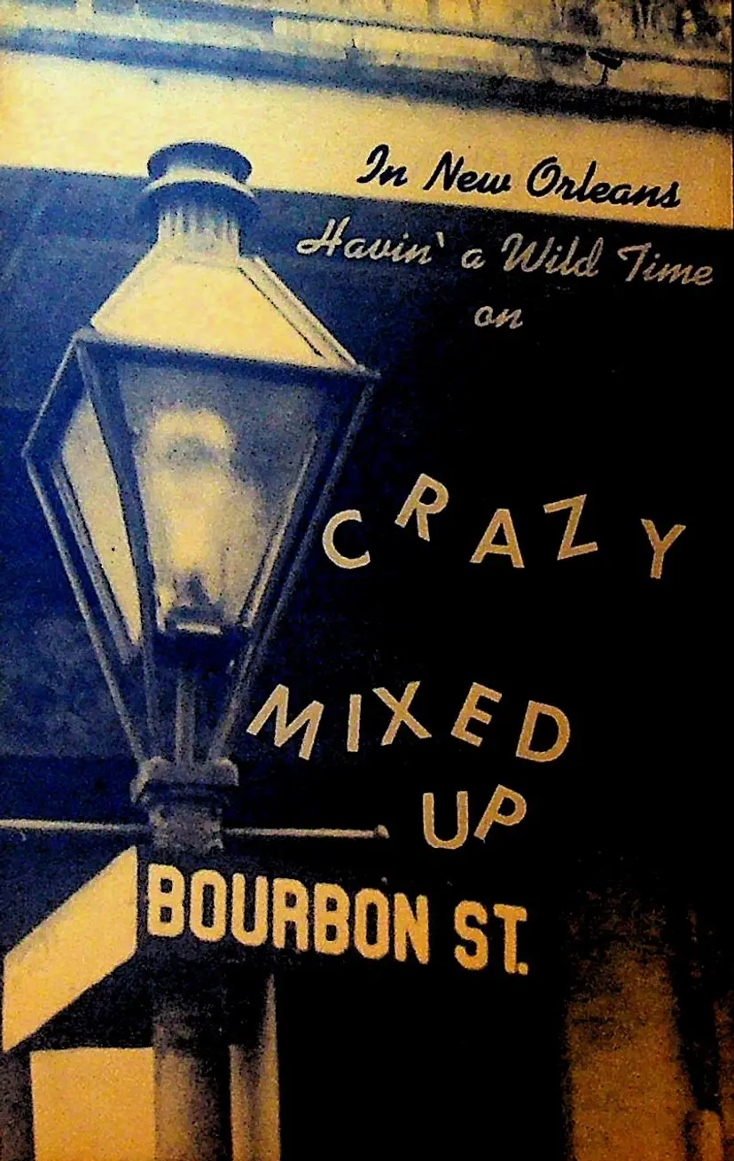 New Orleans Postcard Crazy Mixed Up Bourbon Street