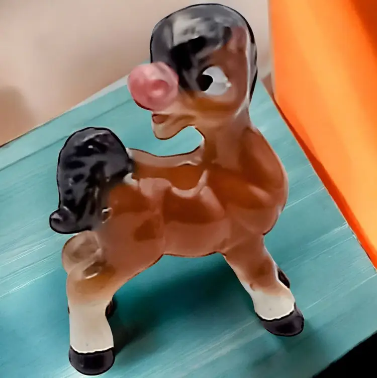 Vtg 1950s/ 1960s Ceramic Big Eyes Big Nose Laughing Horse Pony Figurine EUC