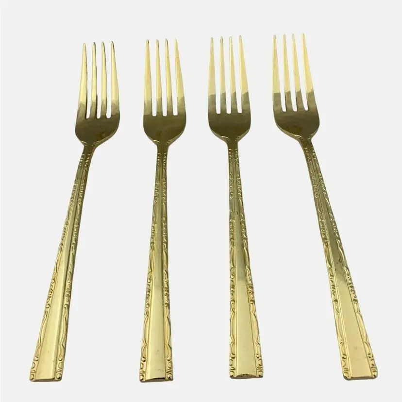 Towle Supreme Cutlery Japan TWS120-GOLD Gold Electroplate 4 Dinner Forks 7.25"