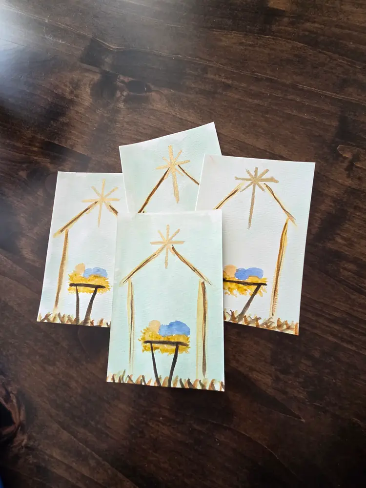 Handpainted Manger  Card Set