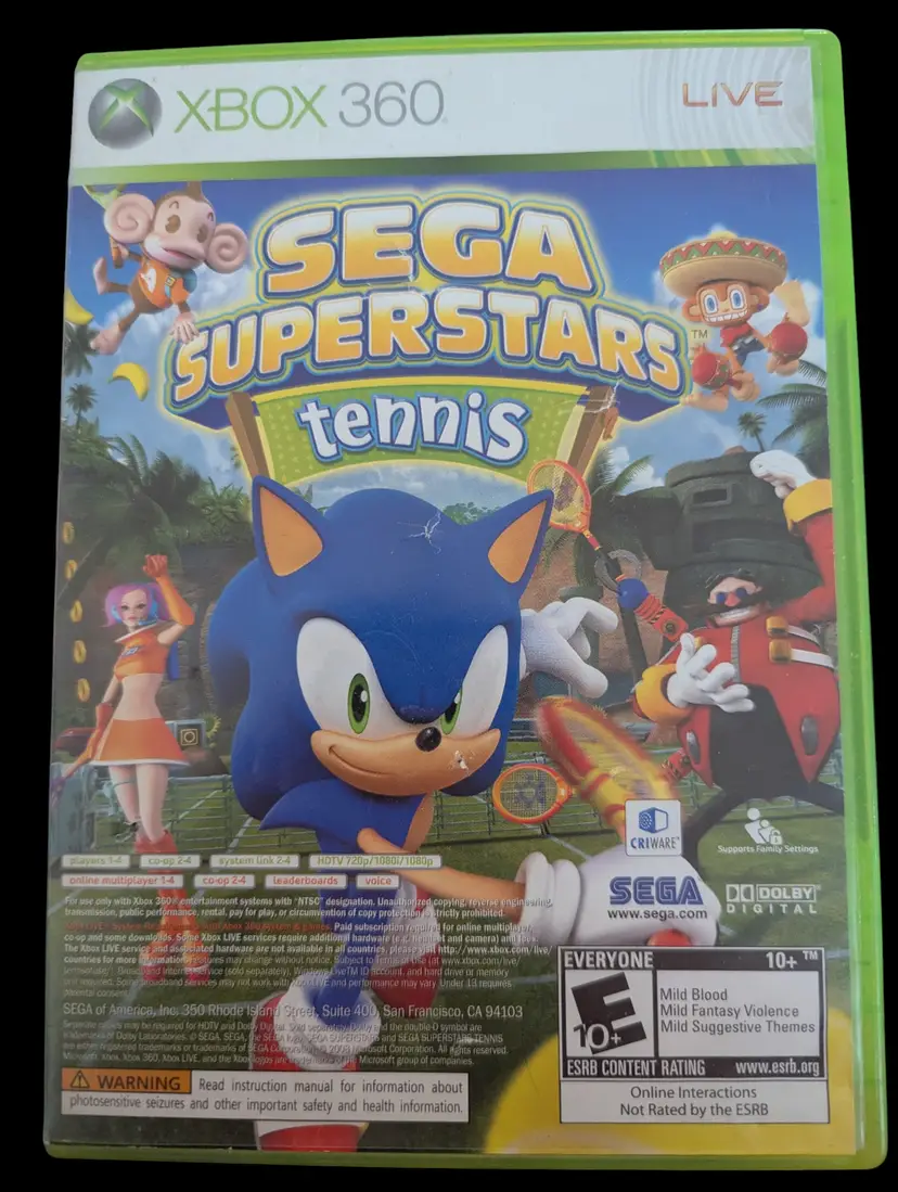 Sega Superstars Tennis & Arcade Compilation Xbox 360 Live Rated E & E10 Sonic 2007
