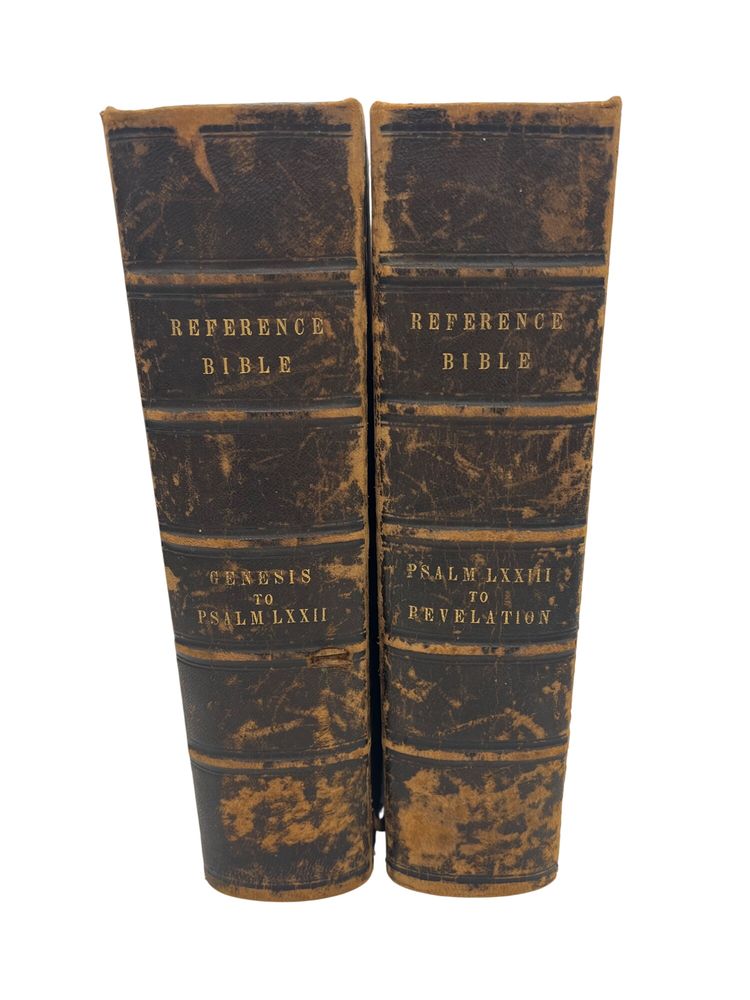 1842 American Bible Society Reference Bible 2 Volumes Leather Fanshaw KJV 1800s