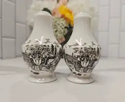 Salt and Pepper set by Myott Staffordshire, Royal Mail Brown (Cream Background) collection