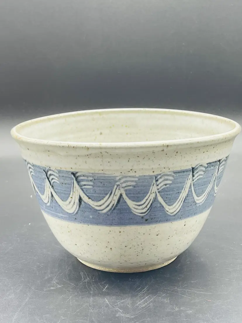 Grey/blue Deep Mixing Bowl Signed