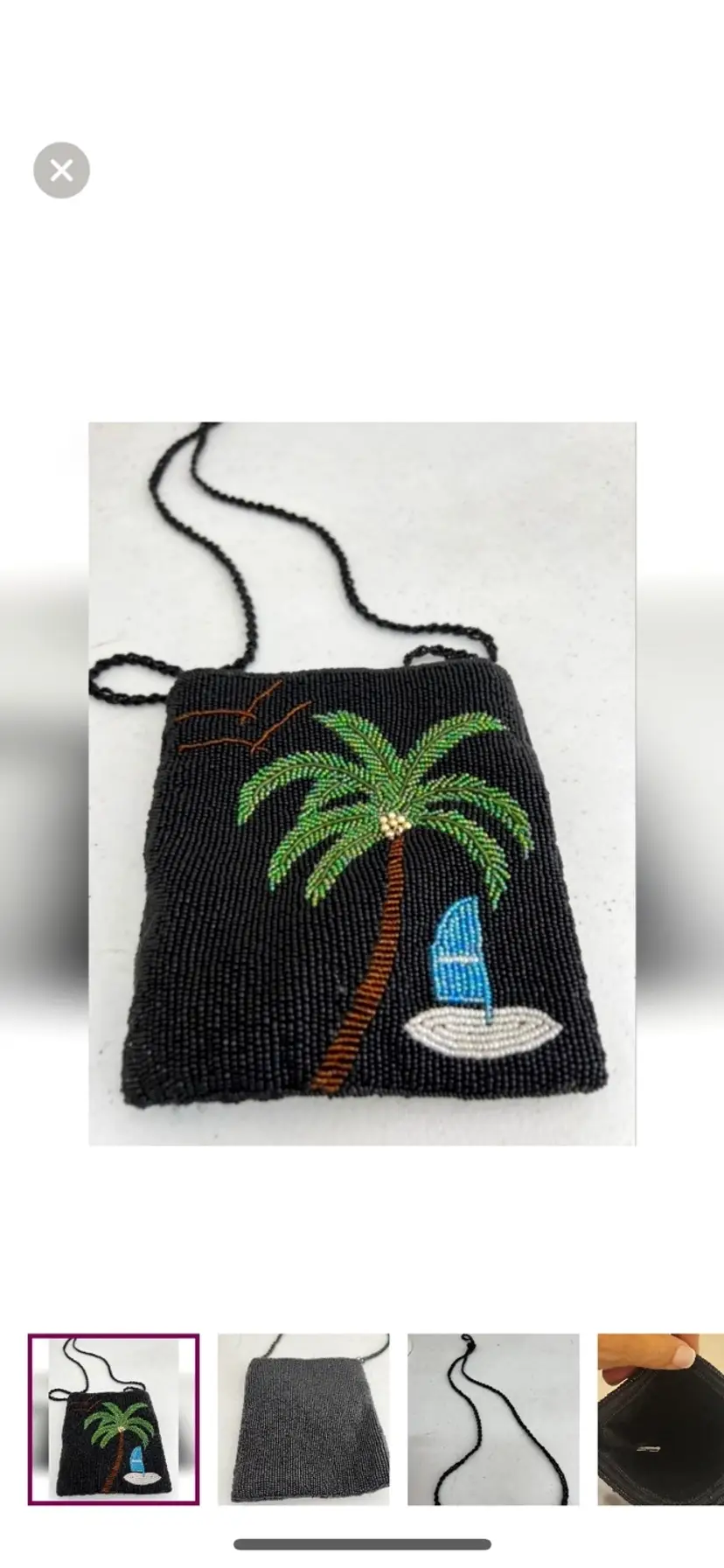 Ermo Women's Beaded Tropical Palm Tree Cruise Sailboat Crossbody Purse