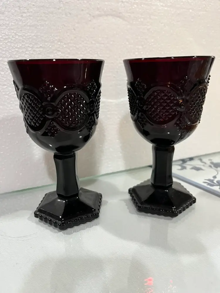 Pair Of Avon 1876 Cape Cod Ruby Goblets