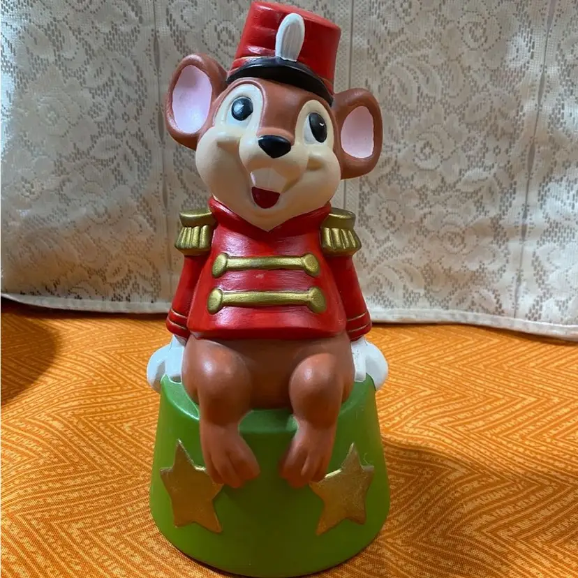 9” Christmas Mouse Hand Painted Ceramic