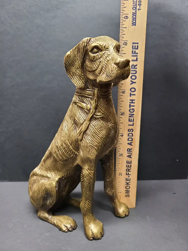 8" Vintage Large Brass Pointer Hunting Dog Figurine Statue