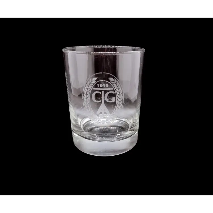 Antique CGA Golf 1910 Old Fashioned Rocks Glass Clear Frosted Embossment