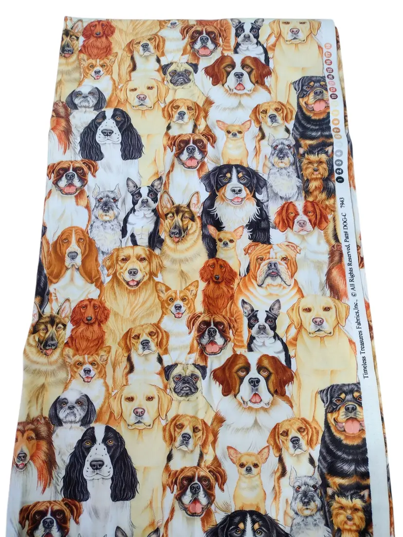 Timeless Treasures Quilt/Craft Multiple Dog Variety Collage Cotton Fabric 1.5Yds