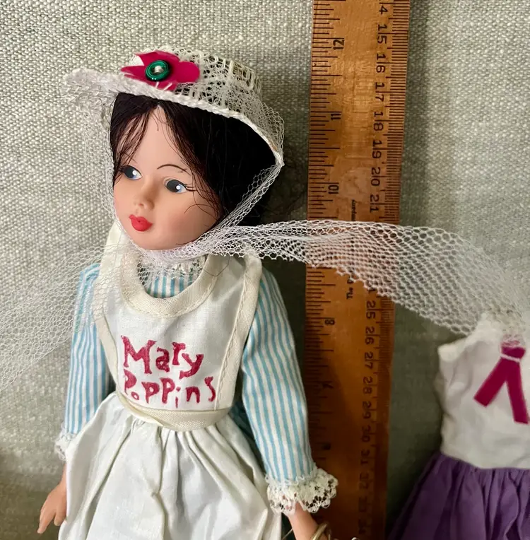 1964 Mary Poppins Doll & Accessories Horsman Dolls Stockings Shoes Hat Bag Dress
