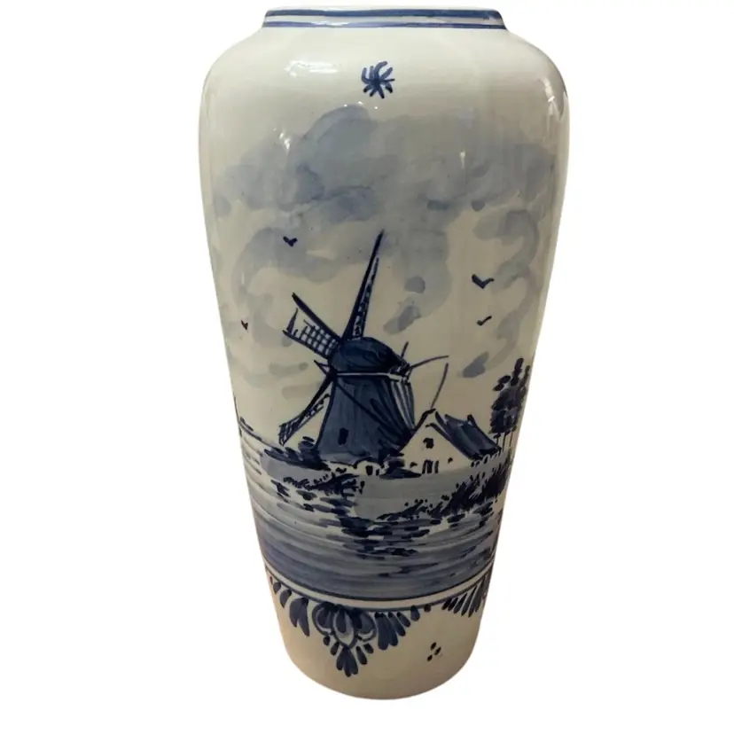 Vintage Delft Hand Painted Earthenware Vase
