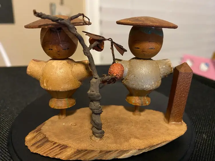 Small Wooden Kokeshi Boy & Girl Figurine