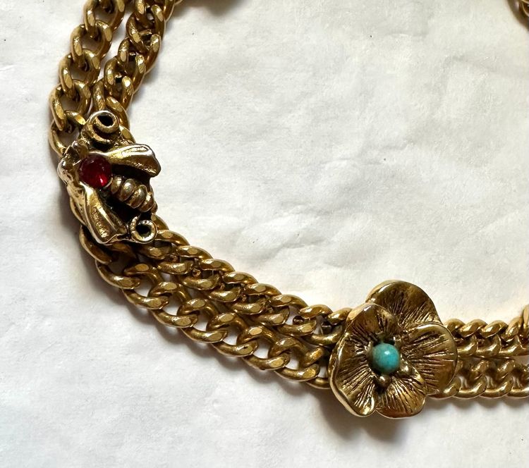 Goldette Victorian Style Slide Bracelet Snake Pansy Bug