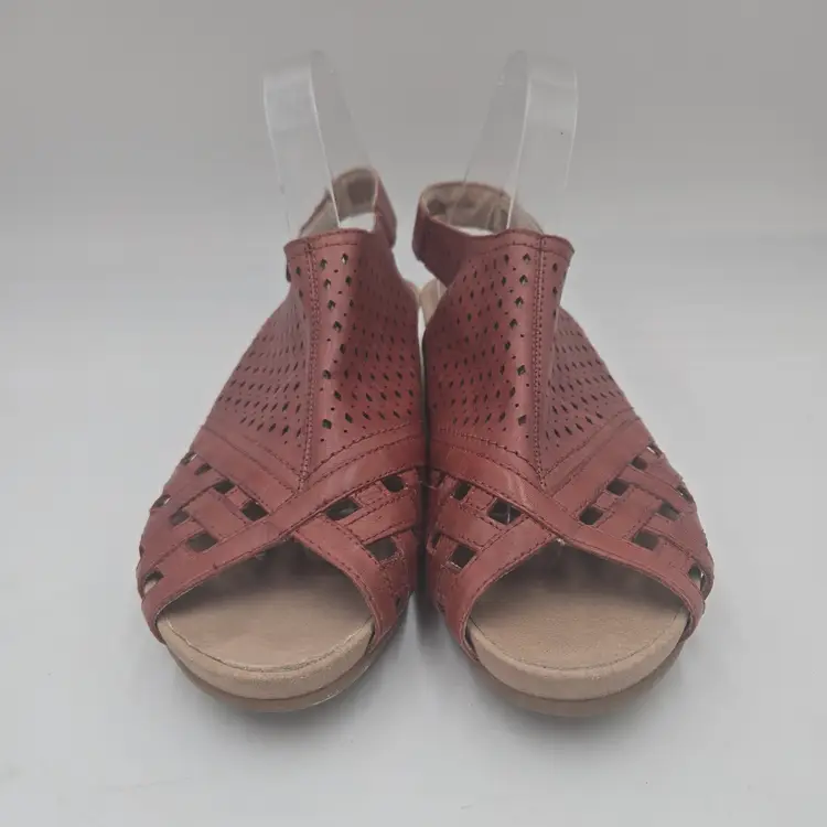 Earth Womens Sandals Size 10 M Pisa Galu Wedge Heels Slingback Brown Leather