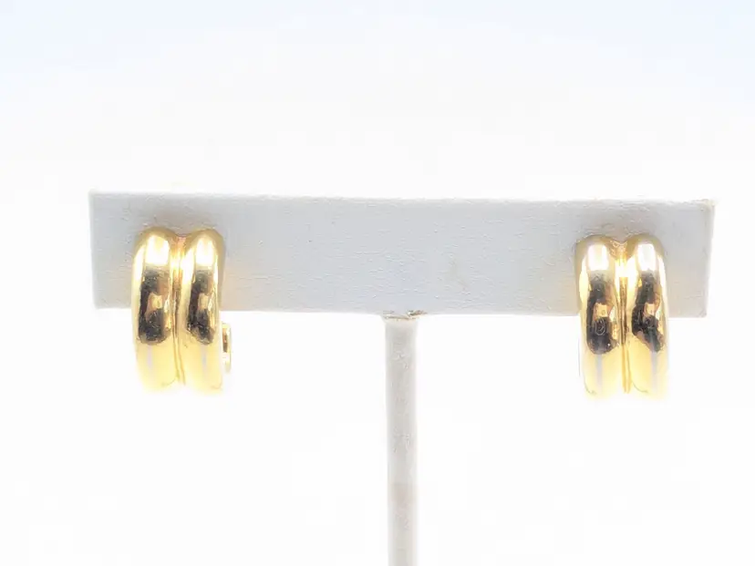 Vintage Gold Tone Double Hoop Clip On Earrings