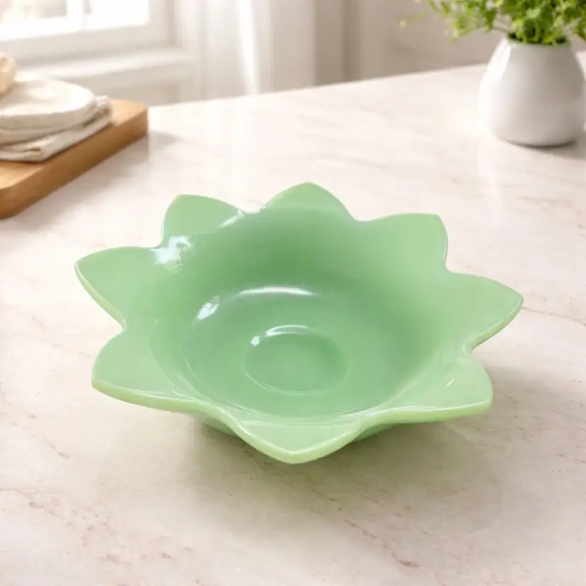 Vintage Fenton Jadite Lotus Bowl