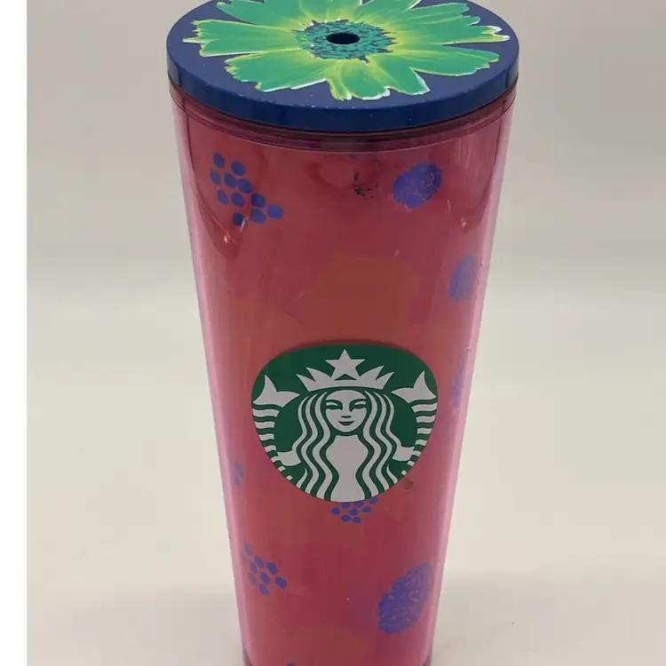 Starbucks Spring 2022 Pink Flower Soft Touch 24oz