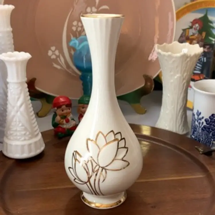 Vintage Ivory W 24k Gold Vase