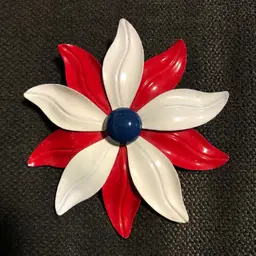 Vintage Patriotic Red, White, & Blue Enamel Daisy Flower Brooch