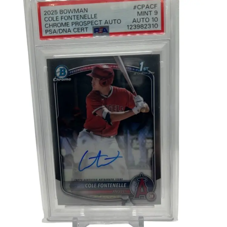 4. Cole Fontenelle 2025 Bowman Chrome 1st Auto PSA 9 / 10 Slab Los Angeles Angels
