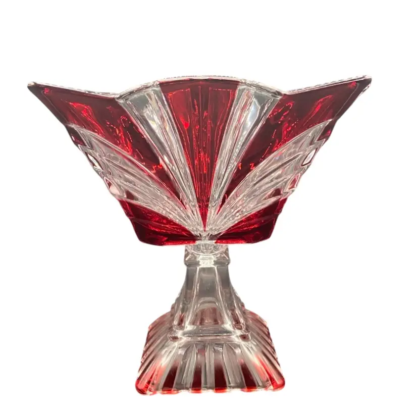 Fifth Avenue Aurora Ruby Pedestal Compote, 7 1/4” Tall