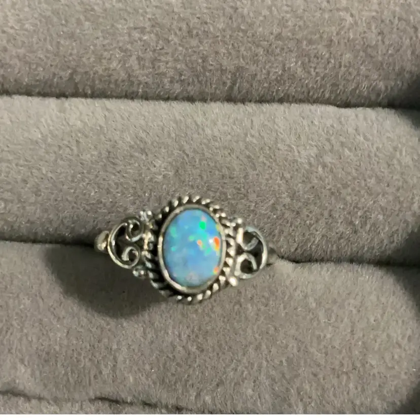 925 Sterling Opal Ring Size 6 1/2