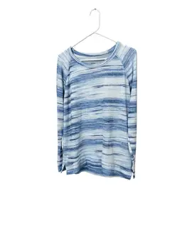 037. Sonoma Blue White Swipe Long Sleeve Shirt Size Medium