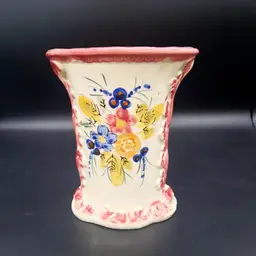 Vintage Japan Handpainted Floral Fan Vase