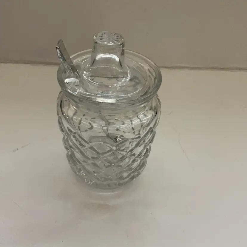 Vintage Clear Glass Condiment Jar