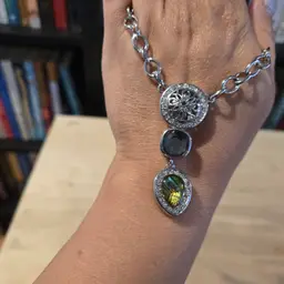 Vintage Cookie Lee necklace "abalone" and smoky glass adjustable