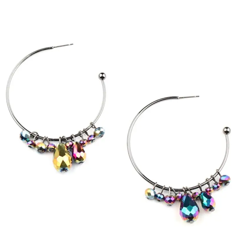 Iridescent Teardrop Hoop Earrings