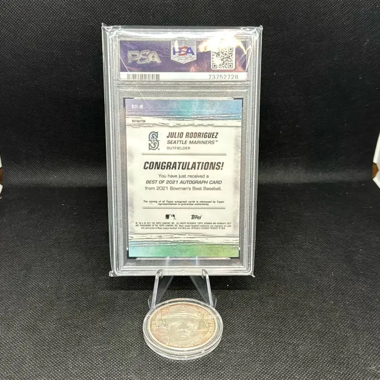2021 Bowman’s Best Julio Rodriguez Best Of 2021 Refractor Auto PSA 10 Seattle Mariners