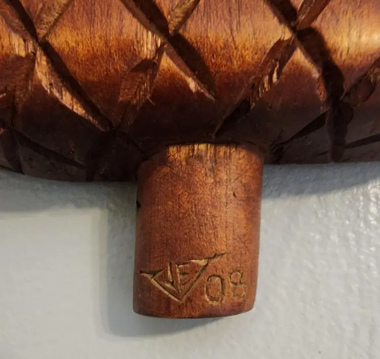 Hand Carved Signed J E Veudovic 11" Pineapple Wall Sculpture Hanging NWOT