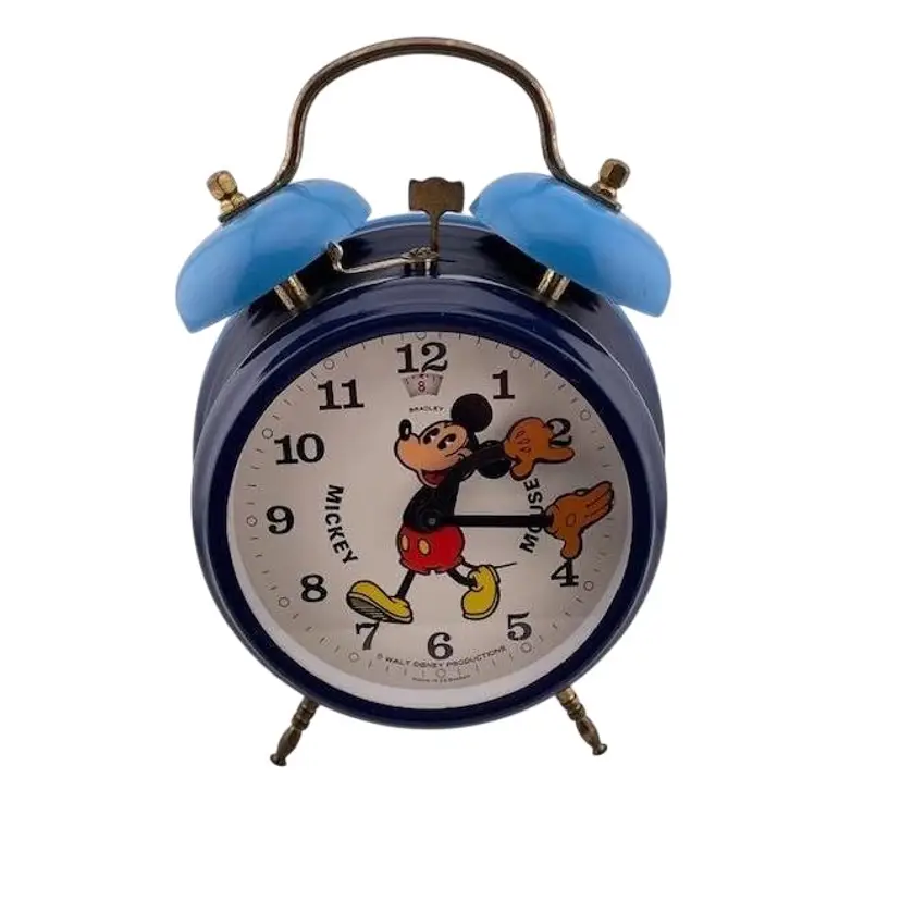 Vintage Mickey Mouse Manual Alarm Clock Walt Disney Productions Made in Germany