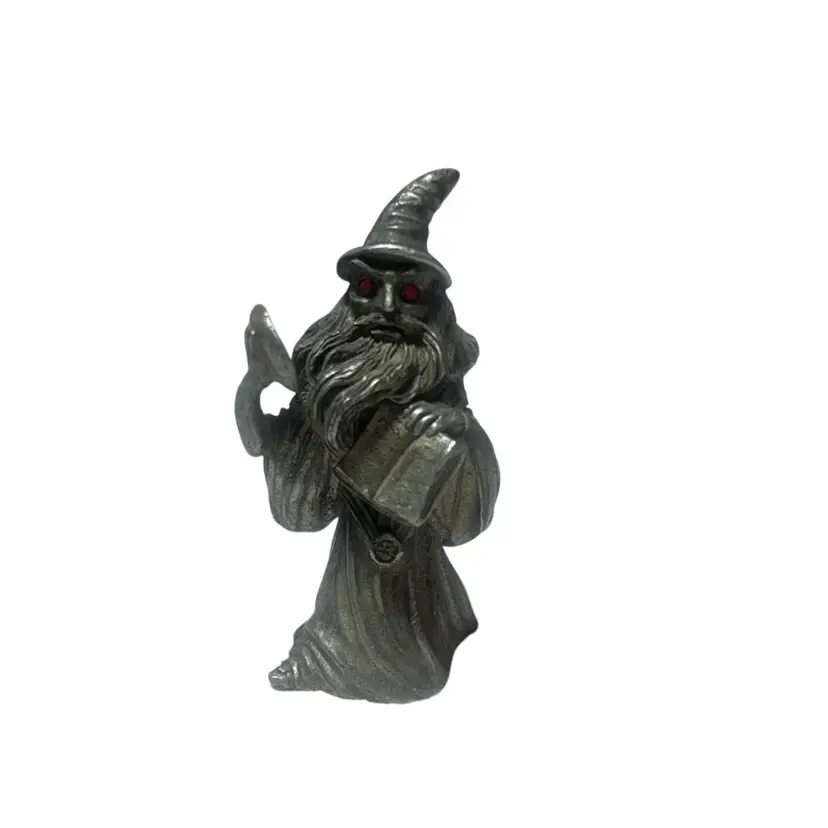 Vintage Pewter Spoontiques Wizard With Red Eyes