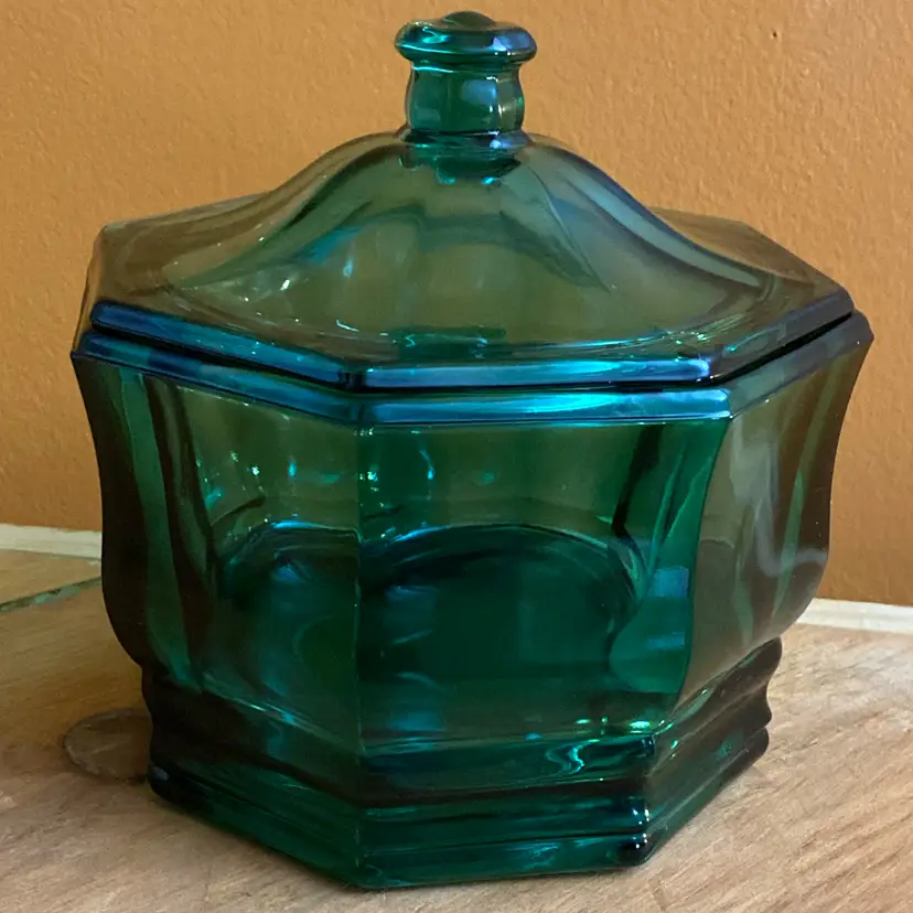 Indiana Teal Glass Lidded Candy Dish