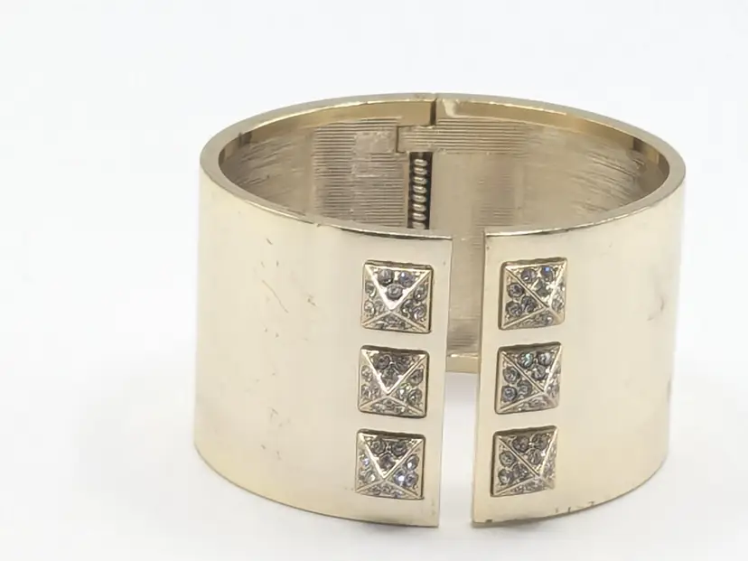 Victoria Secret Scandalous Clamper Bracelet Crystal Pyramid Design Gold Tone