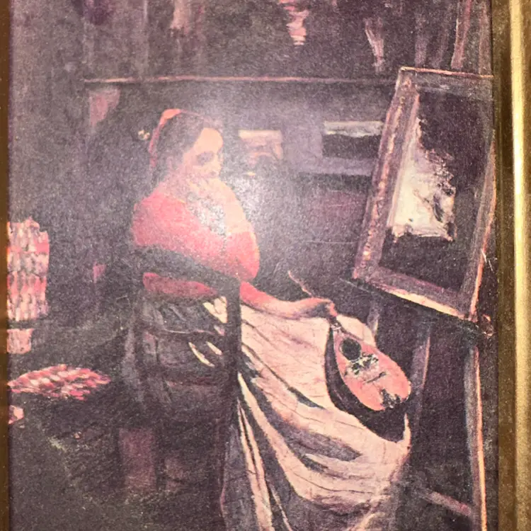 Vintage Small Framed Lady Print Ornate Plastic Frame 6 3/4” X 5 3/4”