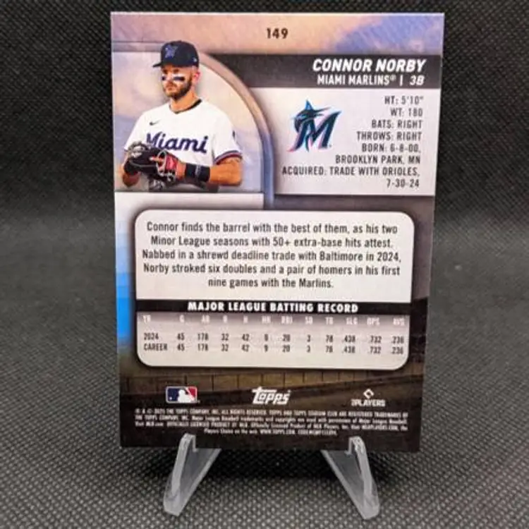 Connor Norby 2025 Topps Stadium Club Rookie RC #149 - Miami Marlins