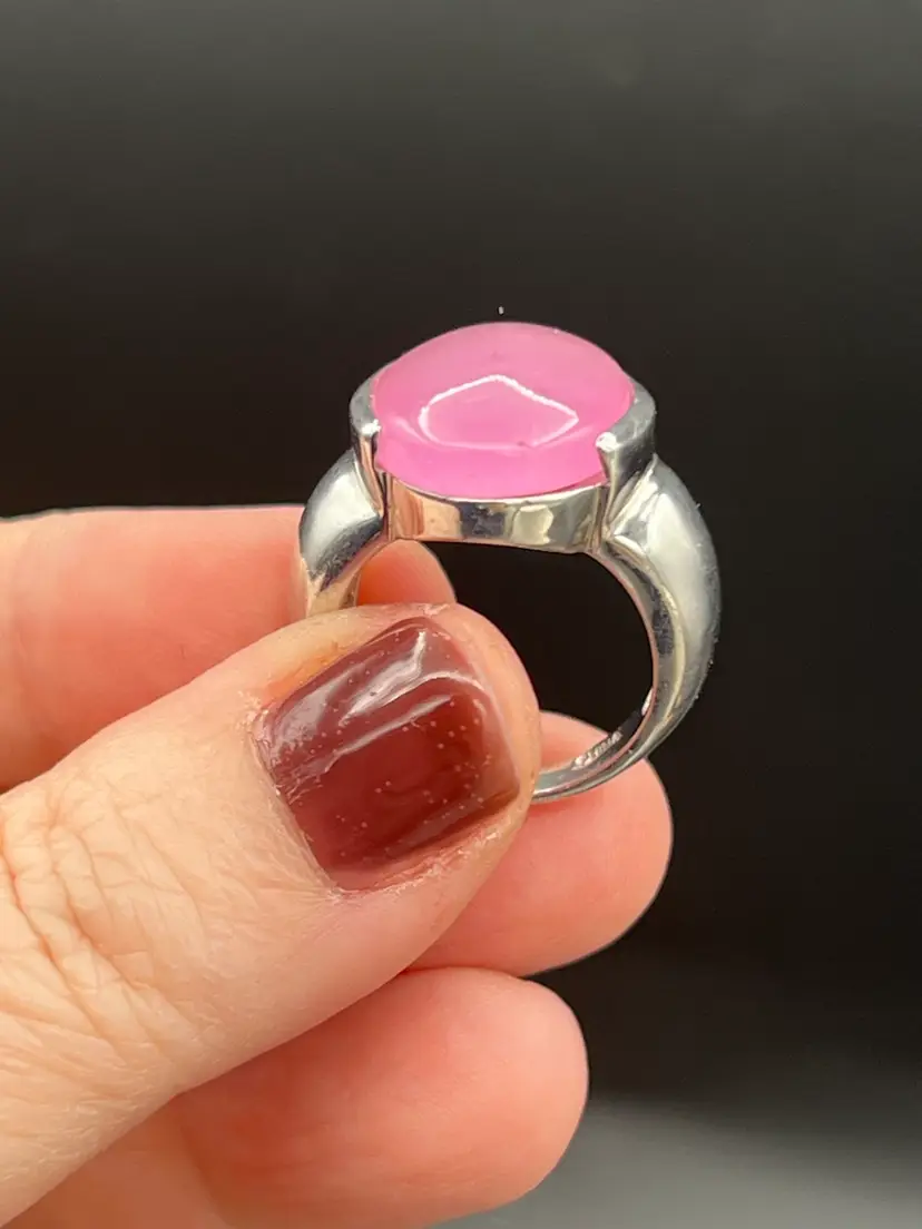 925 Ring With Pink Stone Size 5.75