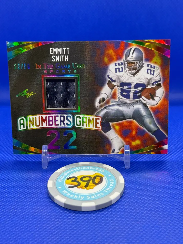 Emmit Smith - Dallas Cowboys - 2024 Leaf A Numbers Game Game Used Jersey Patch - Rainbow /50