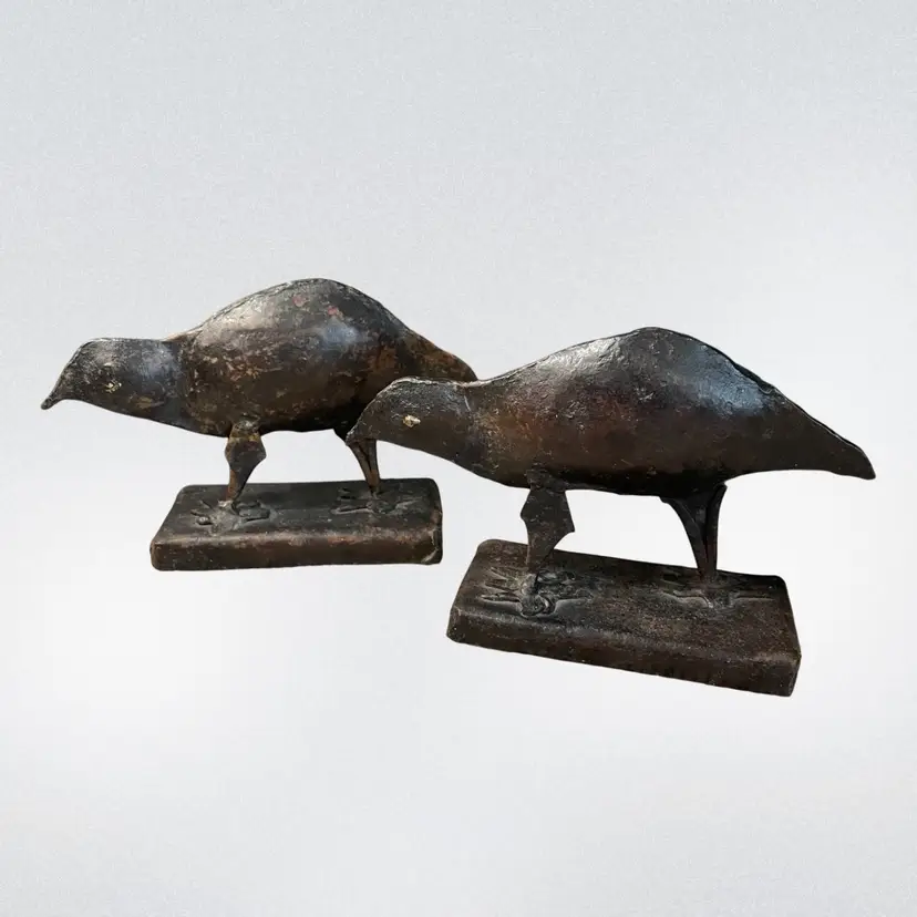 #01 Vintage Primitive Style Metal Black Birds Handmade