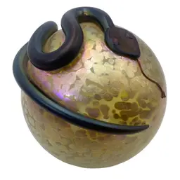 Steven Correia Applied Snake Iridescent Paperweight Signed & Dated - 3” 🐍
